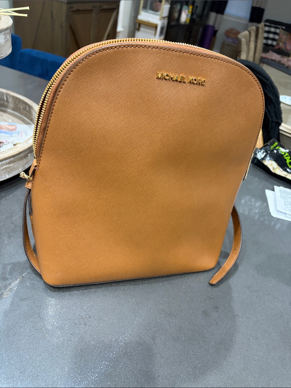 Michael Kors Caramel Tan Saffiano Leather Mini Backpack Crossbody